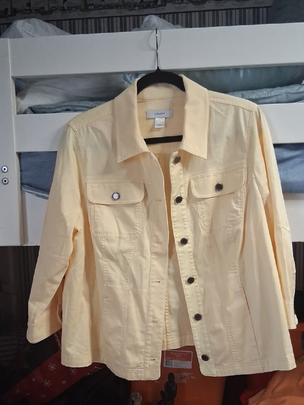 Christopher & Banks Light Yellow Denim-Style Button Jacket